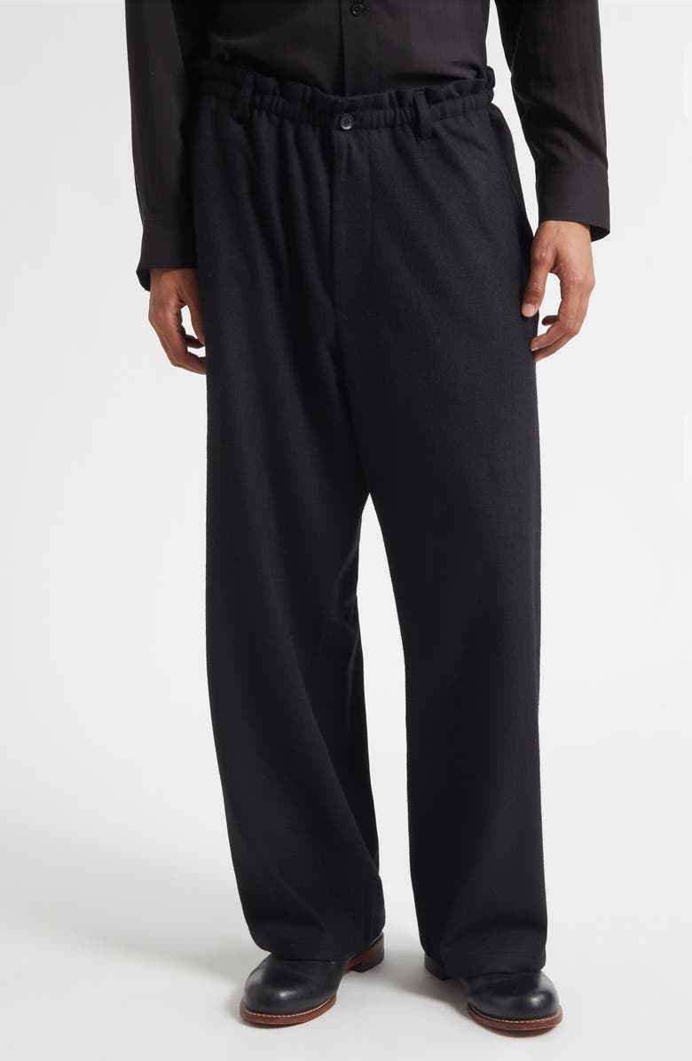 Yohji Yamamoto Wool Jersey Pants, Main, color, Black
