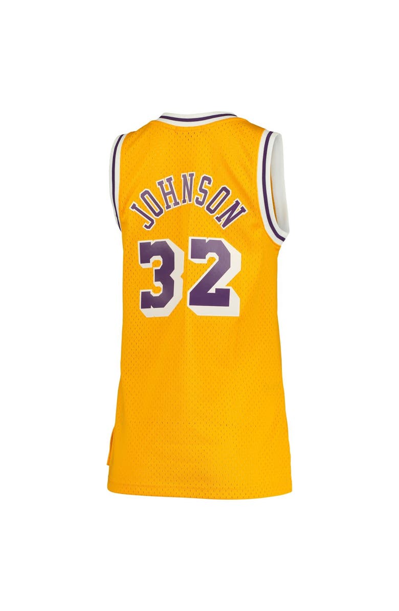 Mitchell & Ness Women's Mitchell & Ness Magic Johnson Gold Los Angeles Lakers 1984/85 Hardwood Classics Swingman Jersey, Alternate, color, Gold