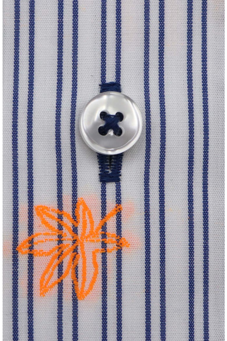 Trim Fit Stripe Neon Embroidery Dress Shirt, Alternate, color, WHITE/ BLUE