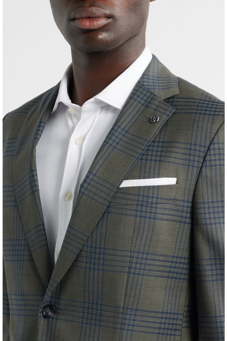 Hutson Slim Fit Grey Plaid Wool Sport Coat, Alternate, color, OPEN GREEN