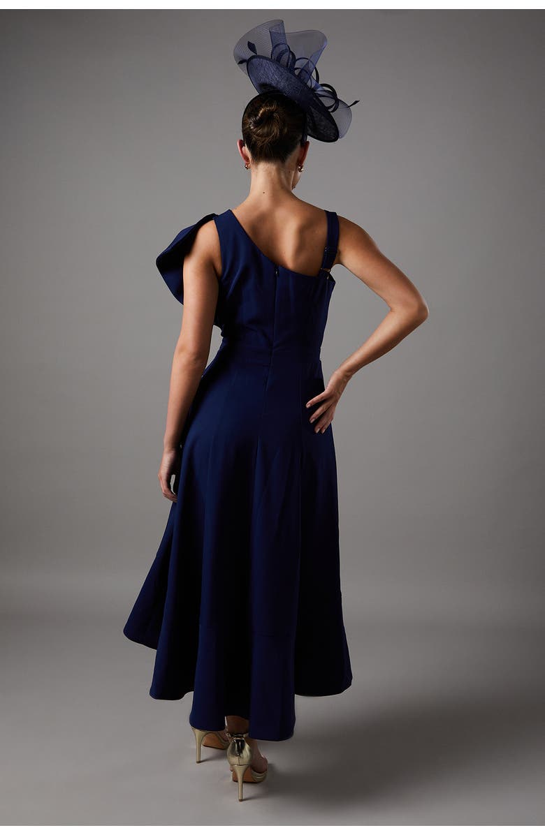 Coast One Shoulder Crepe Ruffle Midi Dress, Alternate, color, Navy