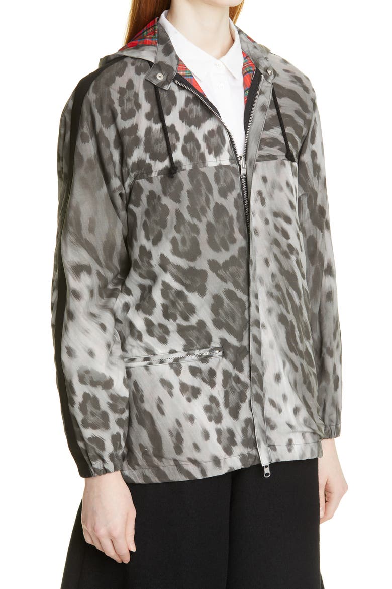 Leopard Print Hooded Jacket, Alternate, color, GREY