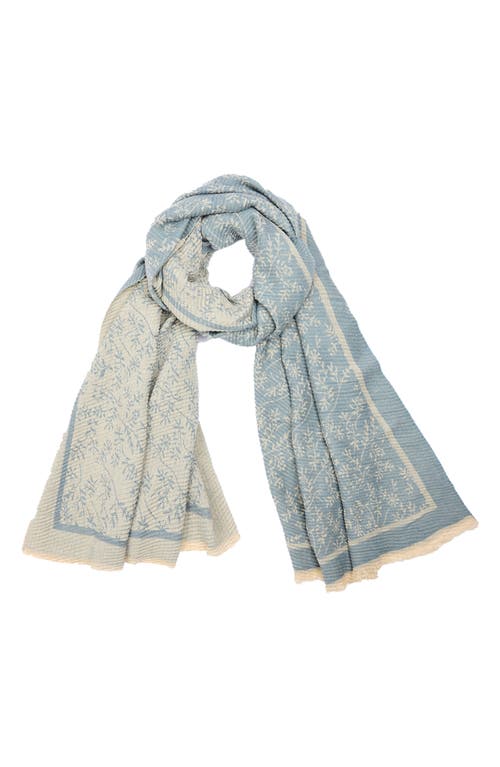 Saachi Floral Crinkle Scarf In Pastel Blue