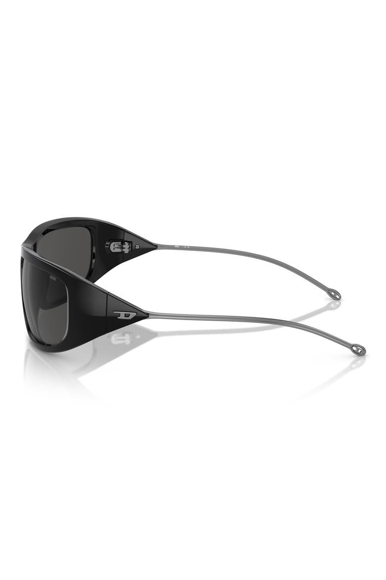 61mm Oval Sunglasses, Alternate, color, SHINY BLACK / DARK GREY