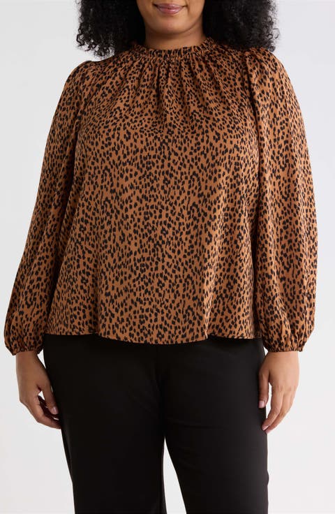 Ruffle Neck Long Sleeve Top