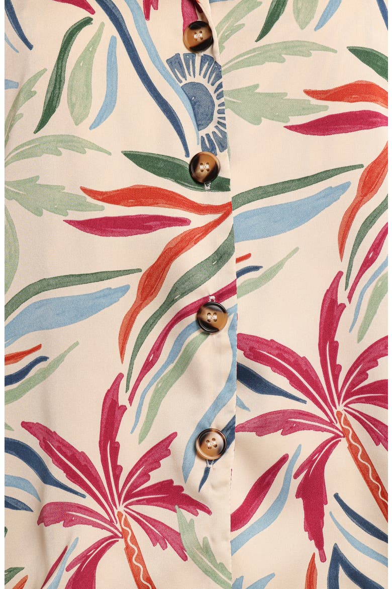 Illoura Palm Tree Print Camp Shirt, Alternate, color, TAHITIAN TIDE
