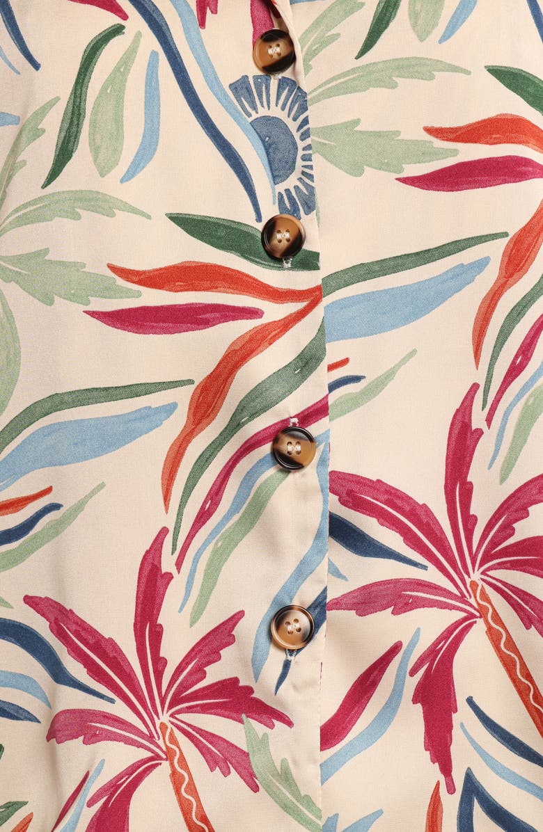 Petal & Pup Illoura Palm Tree Print Camp Shirt, Alternate, color, Tahitian Tide