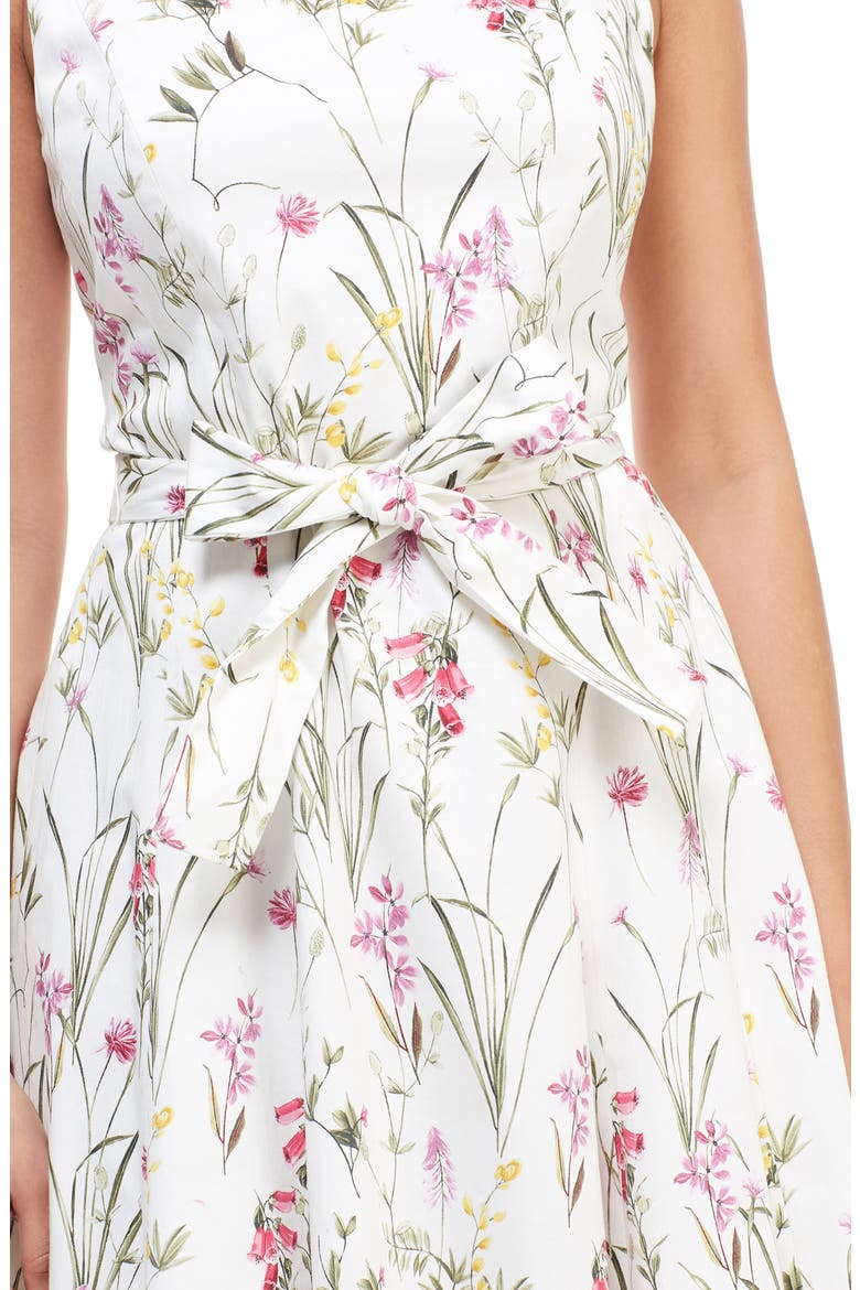 Floral Petal Fit & Flare Stretch Cotton Dress, Alternate, color, ALABASTER/ LILAC