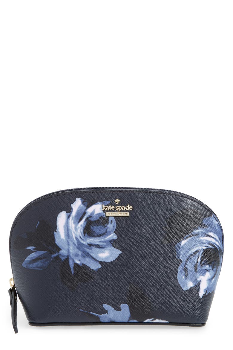 cameron street night rose - small abalene cosmetics bag, Main, color, RICH NAVY MULTI