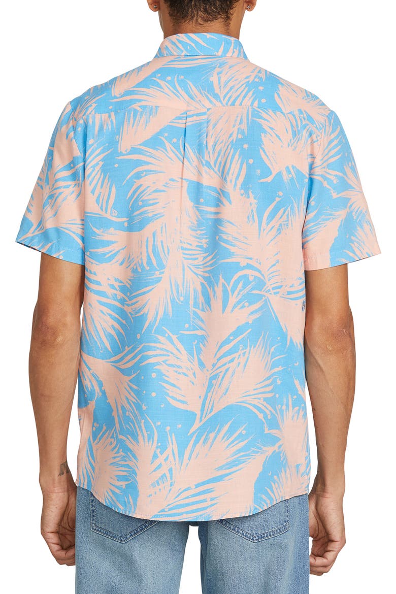 Mas Palmas Short Sleeve Button-Up Shirt, Alternate, color, BLUE
