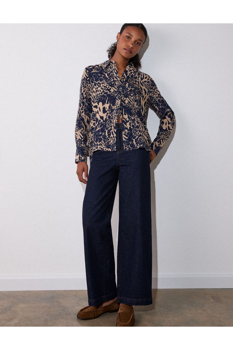Patchwork Leopard Print Shirt, Alternate, color, Navy/Multi