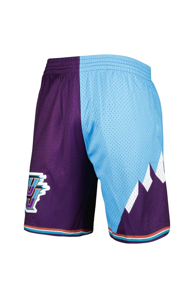 Mitchell & Ness Men's Mitchell & Ness Turquoise/Purple Utah Jazz Hardwood Classics 1996 Split Swingman Shorts, Alternate, color, Turquoise