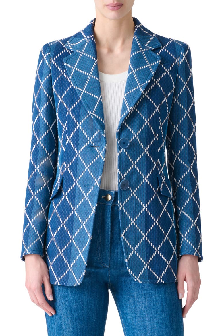 Diamond Jacquard Cotton Blazer, Main, color, MEDIUM BLUE-MULTICOLOR