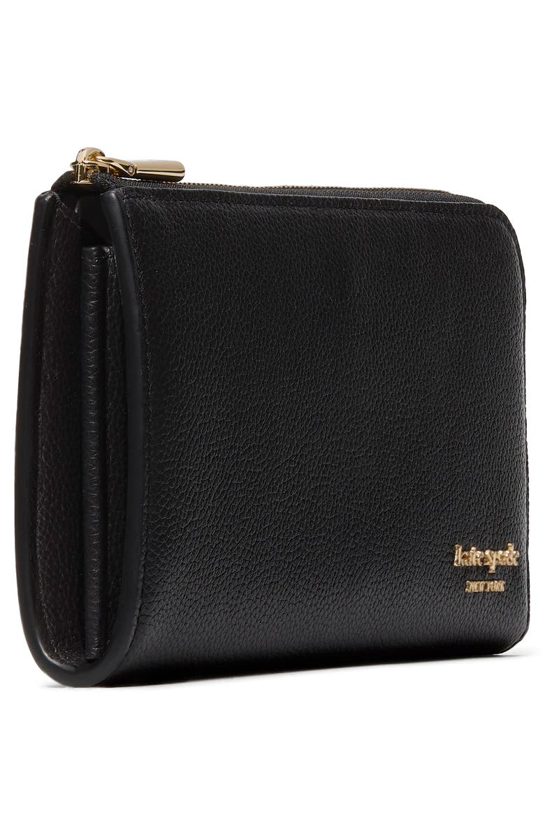 Kate Spade New York Devin Pebble Leather Zip Wallet, Alternate, color, Black