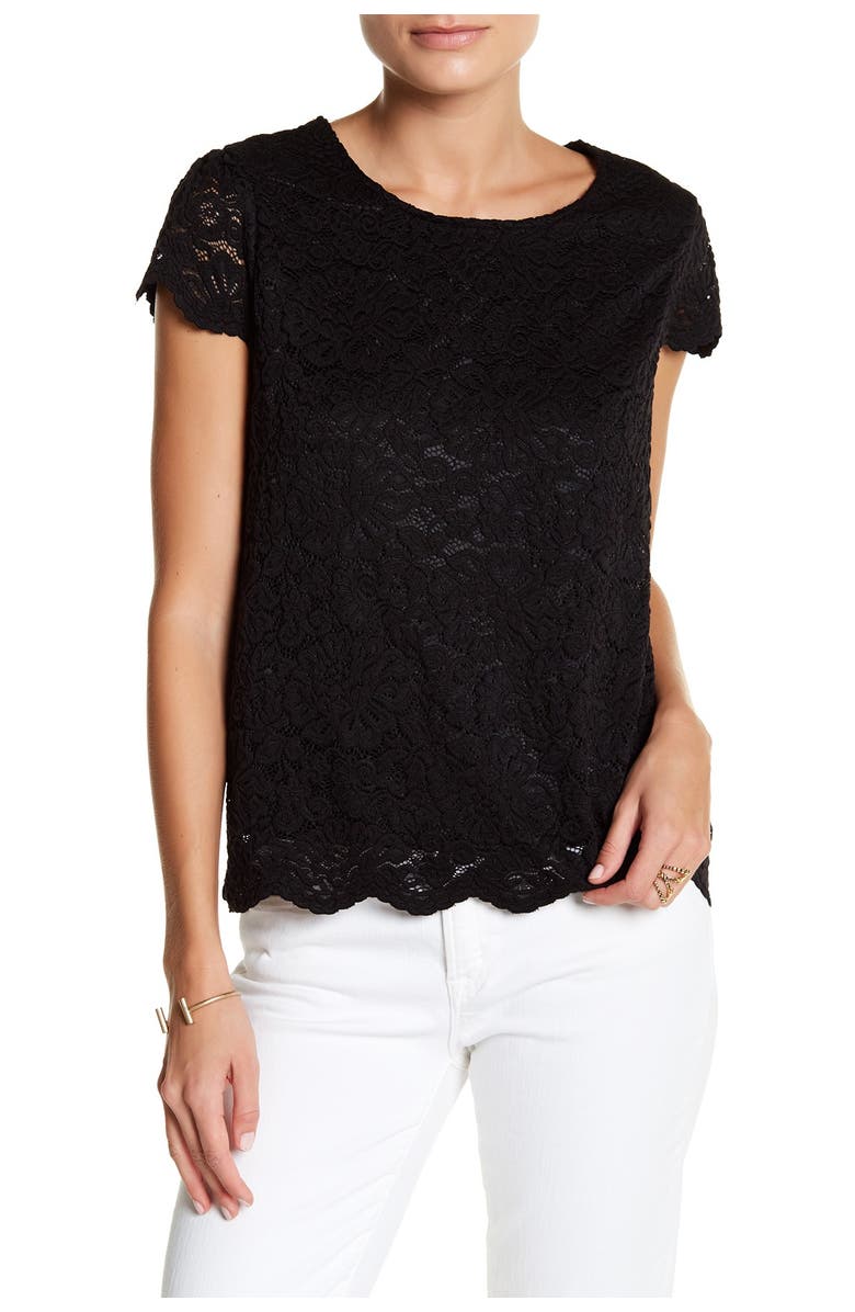 PHILOSOPHY BY RPUBLIC CLOTHING Cap Sleeve Lace Top, Alternate, color,