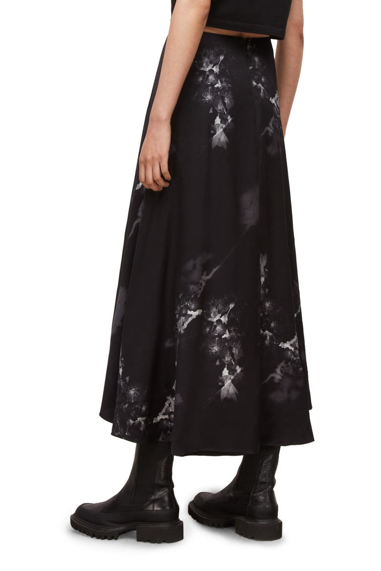 Slvina Ume Floral Midi Skirt, Alternate, color, BLACK