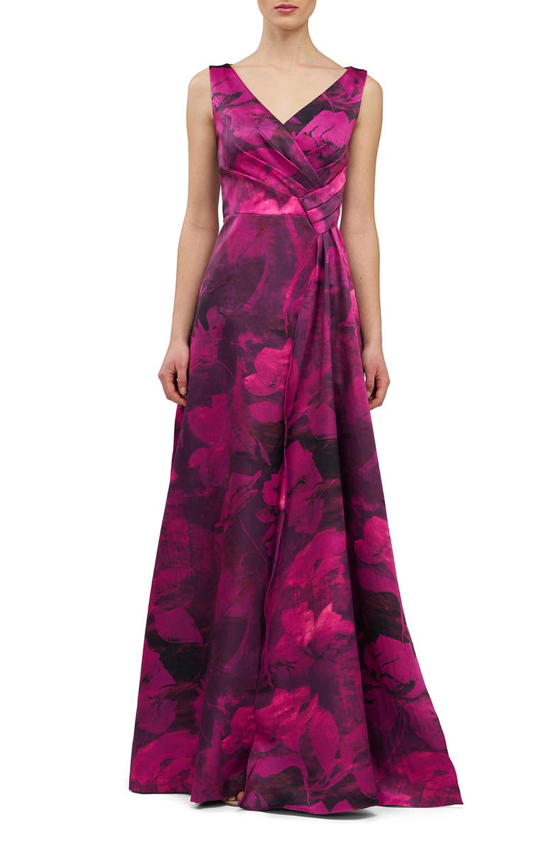 Kay Unger Cecilia Evening Gown, Main, color, Vivid Berry Multi