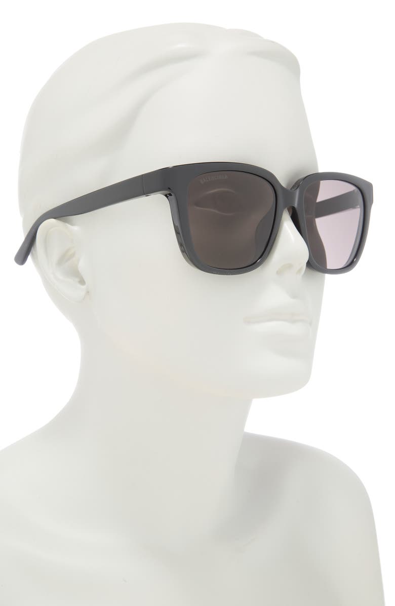 Balenciaga 524mm Square Sunglasses, Alternate, color, Black Black Grey