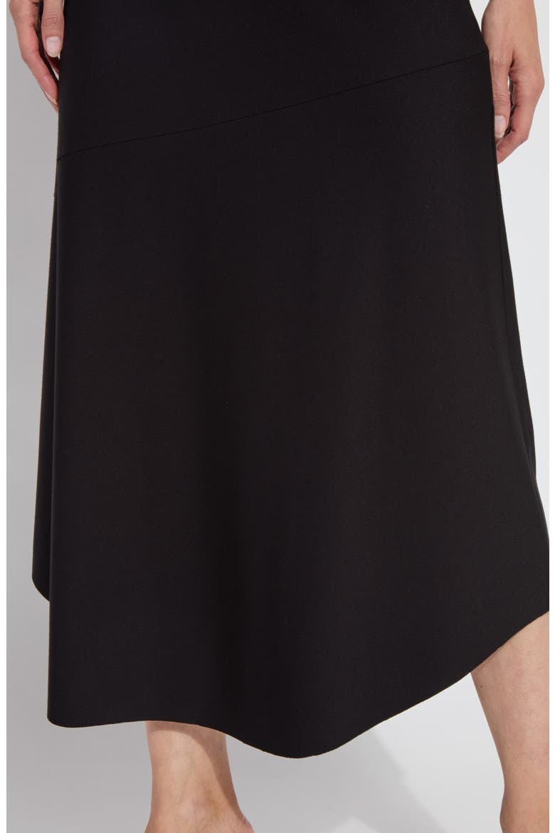 'Lyssentials A-Line Ponte Midi Skirt, Alternate, color, BLACK
