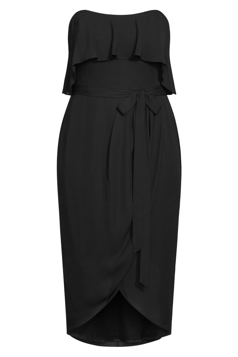 Fable Ruffle Tie Belt Dress, Alternate, color, BLACK