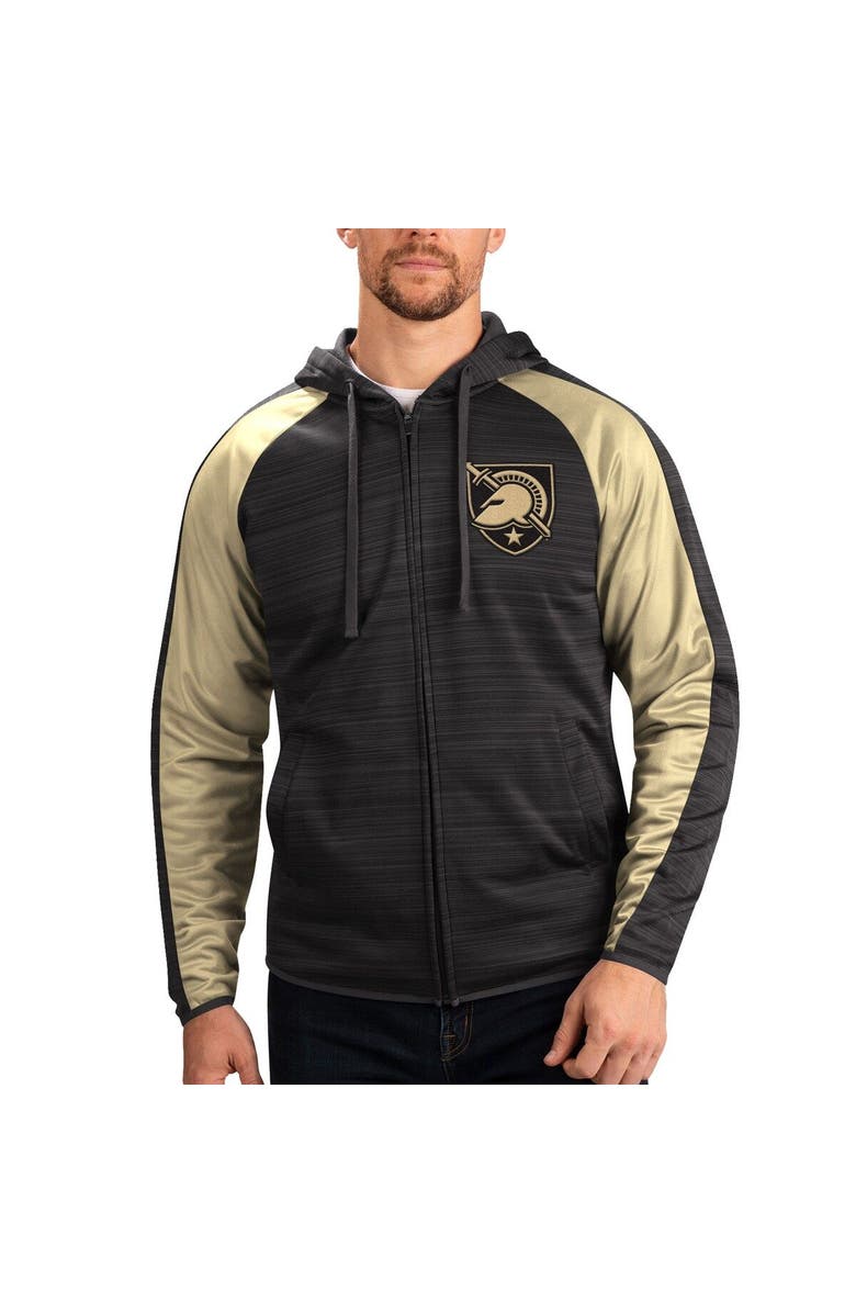 G-III SPORTS BY CARL BANKS Men's G-III Sports by Carl Banks Black Army Black Knights Neutral Zone Raglan Full-Zip Track Jacket Hoodie, Main, color, Black