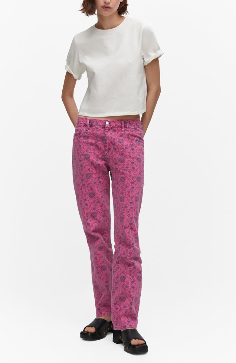 MANGO Floral Print Straight Leg Jeans, Alternate, color,