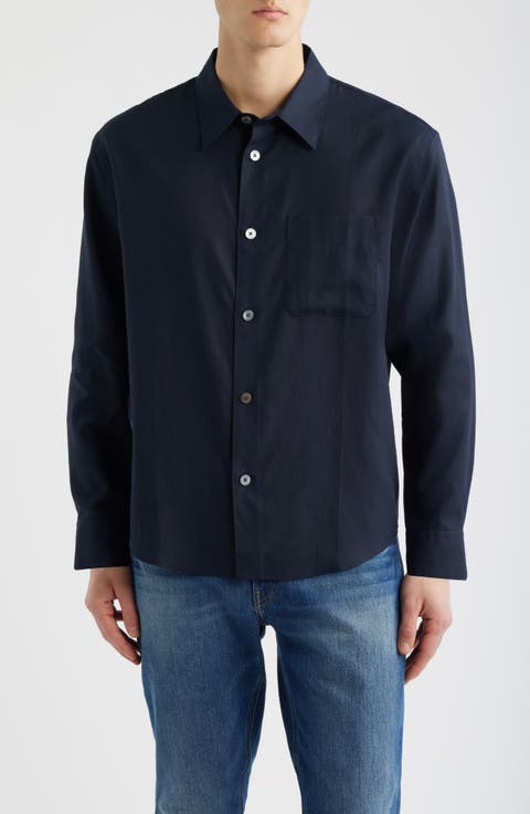 Solid Button-Up Shirt