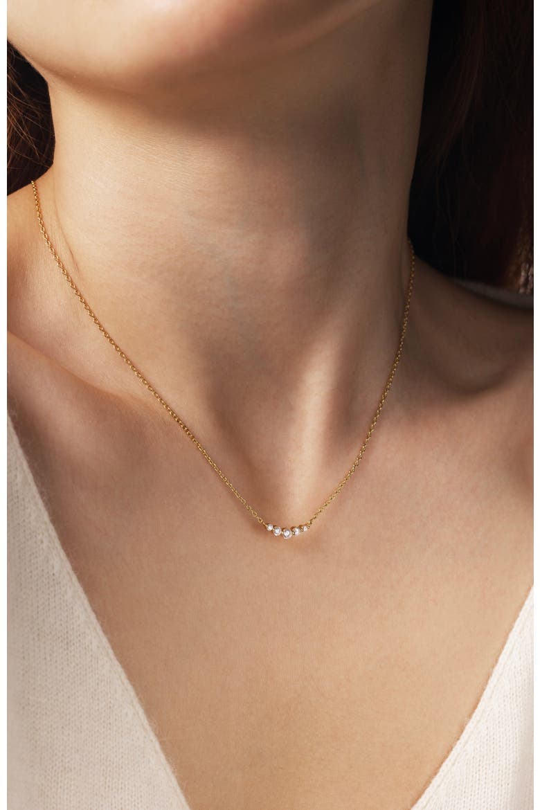Mini Arc Diamond Necklace, Alternate, color, Gold