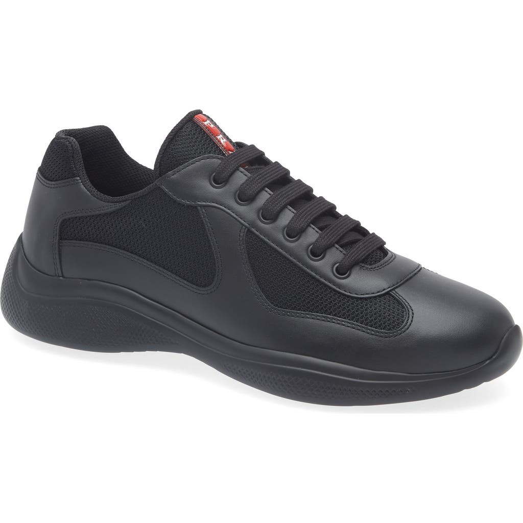 Prada Black Leather New Americas Cup Sneakers
