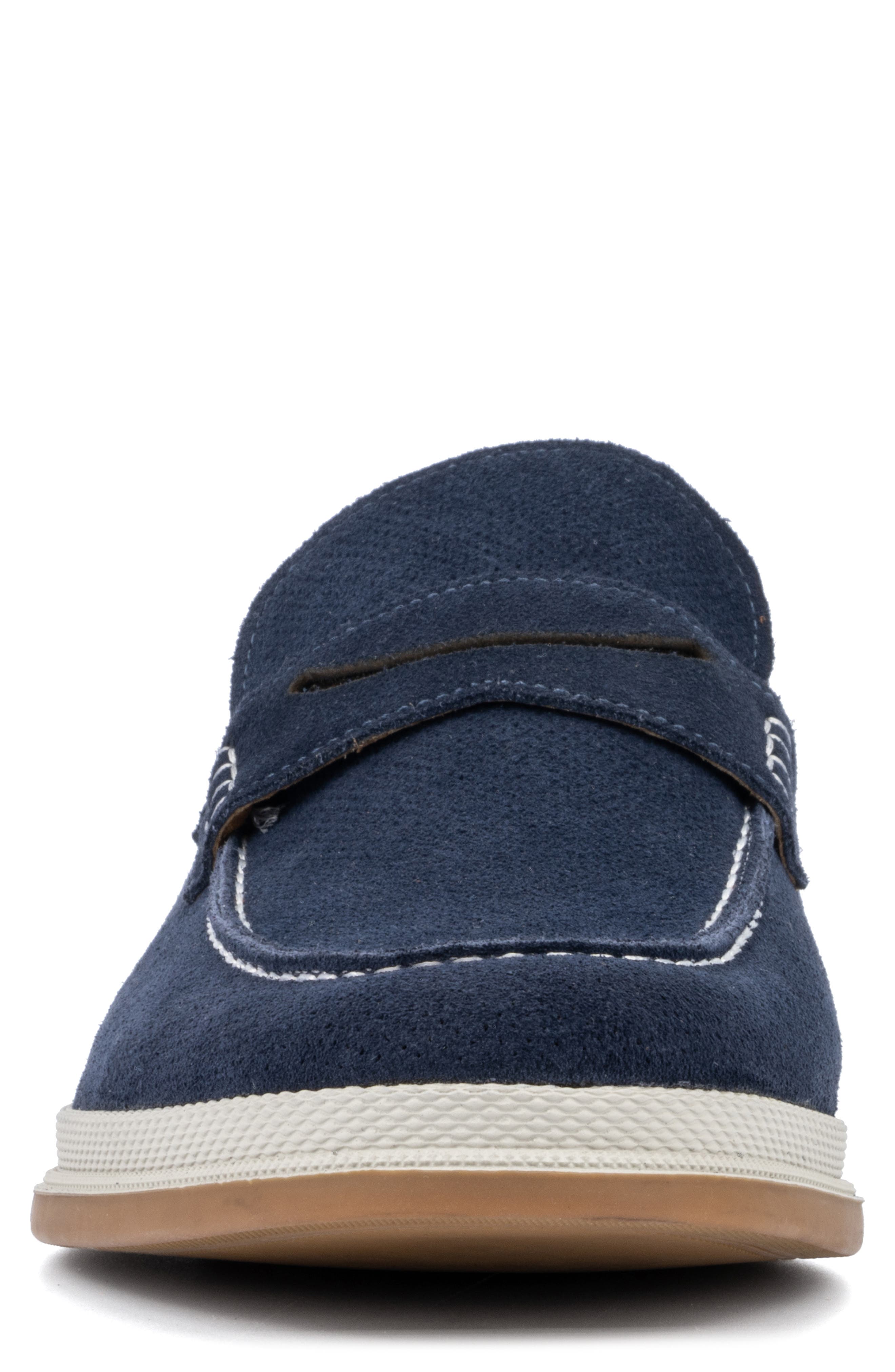Menaham Perforated Leather Loafer, Alternate, color, NAVY