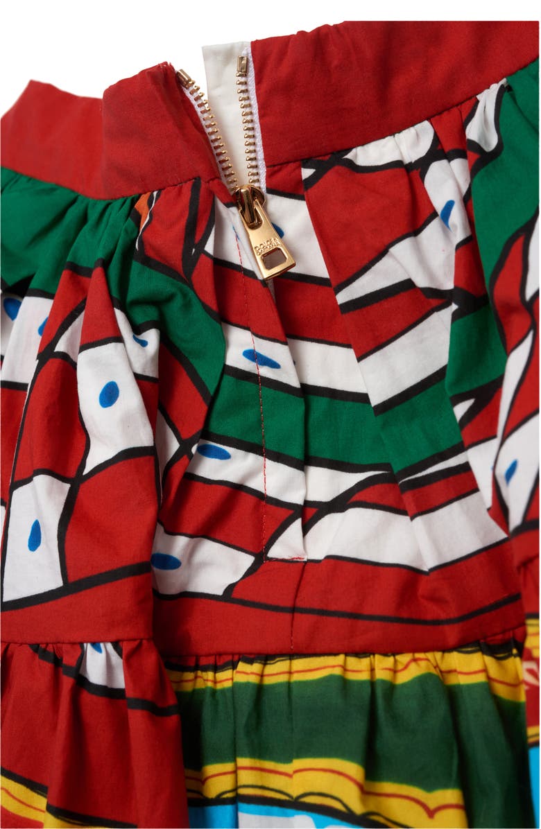 Dolce&Gabbana Kids' Carretto Siciliano Print Cotton Skirt, Alternate, color, 