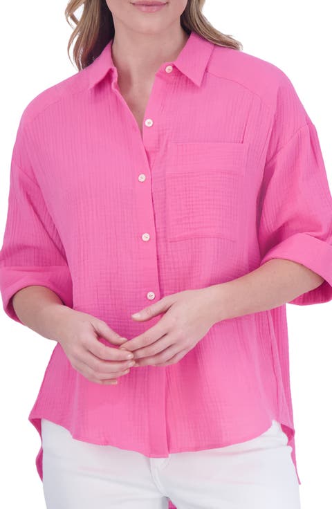 Joanna Cotton Gauze Button-Up Shirt