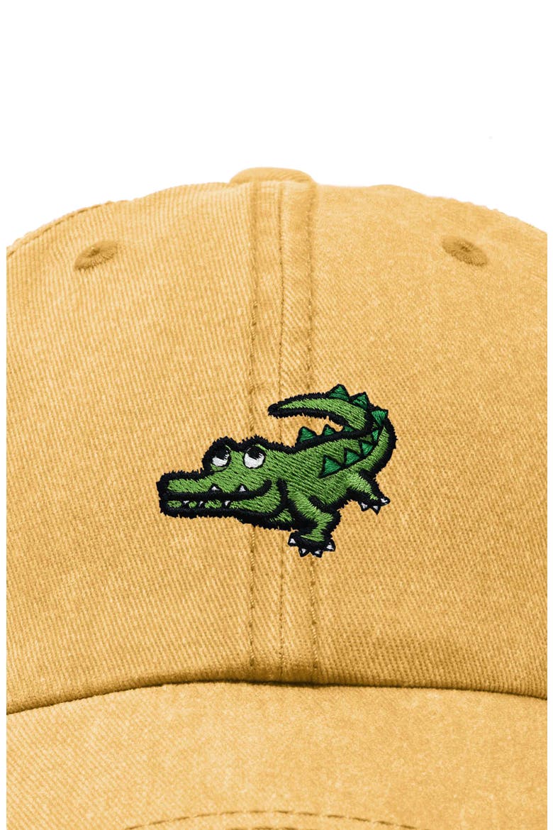 Alligator Embroidered Wildlife Cap, Alternate, color, Washed Gold