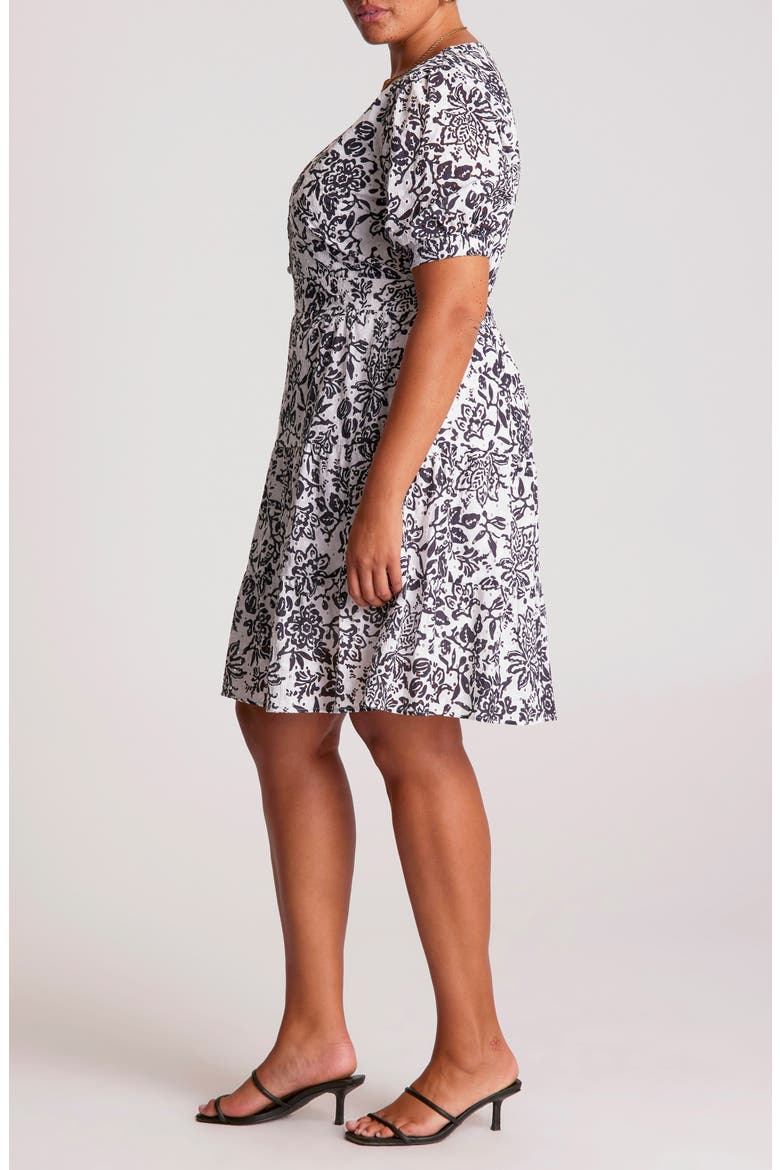 La Rosette Floral Cotton Eyelet Dress, Alternate, color, BLACK/ MILK