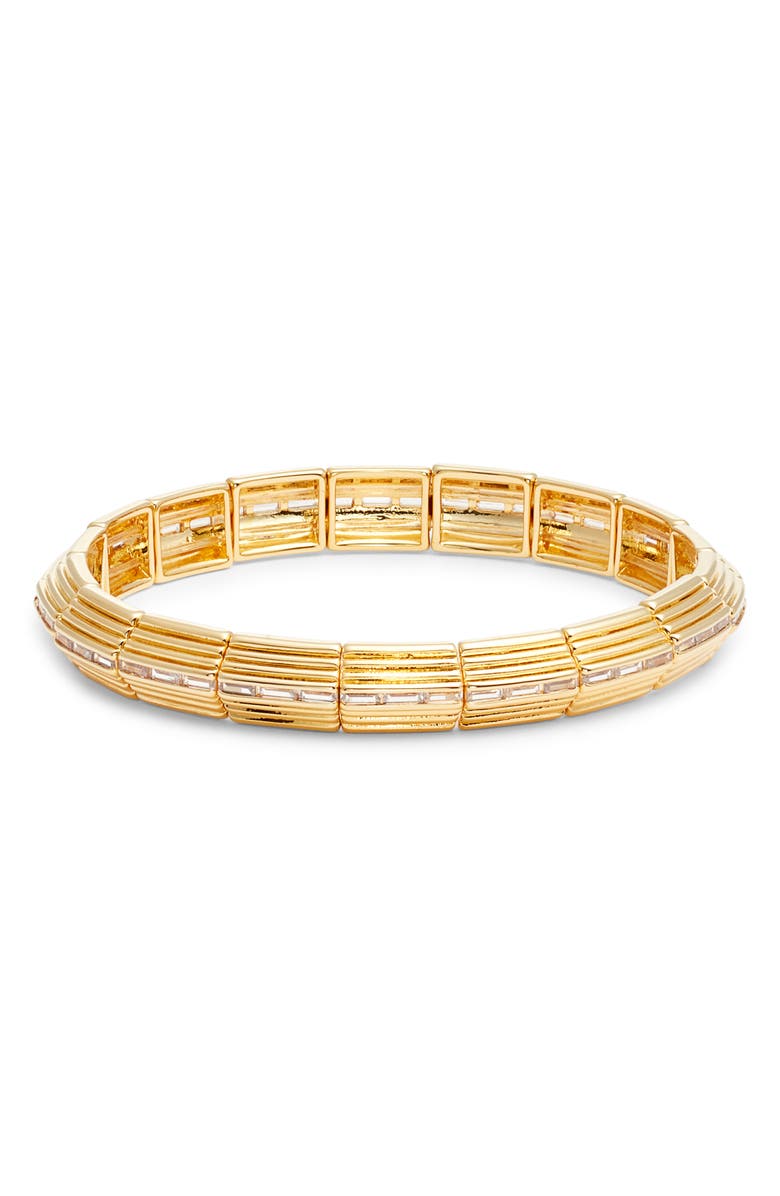 Nordstrom Cubic Zirconia Inset Deco Stretch Bracelet, Main, color, Clear- Gold