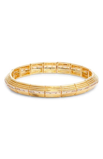 Nordstrom Cubic Zirconia Inset Deco Stretch Bracelet In Gold