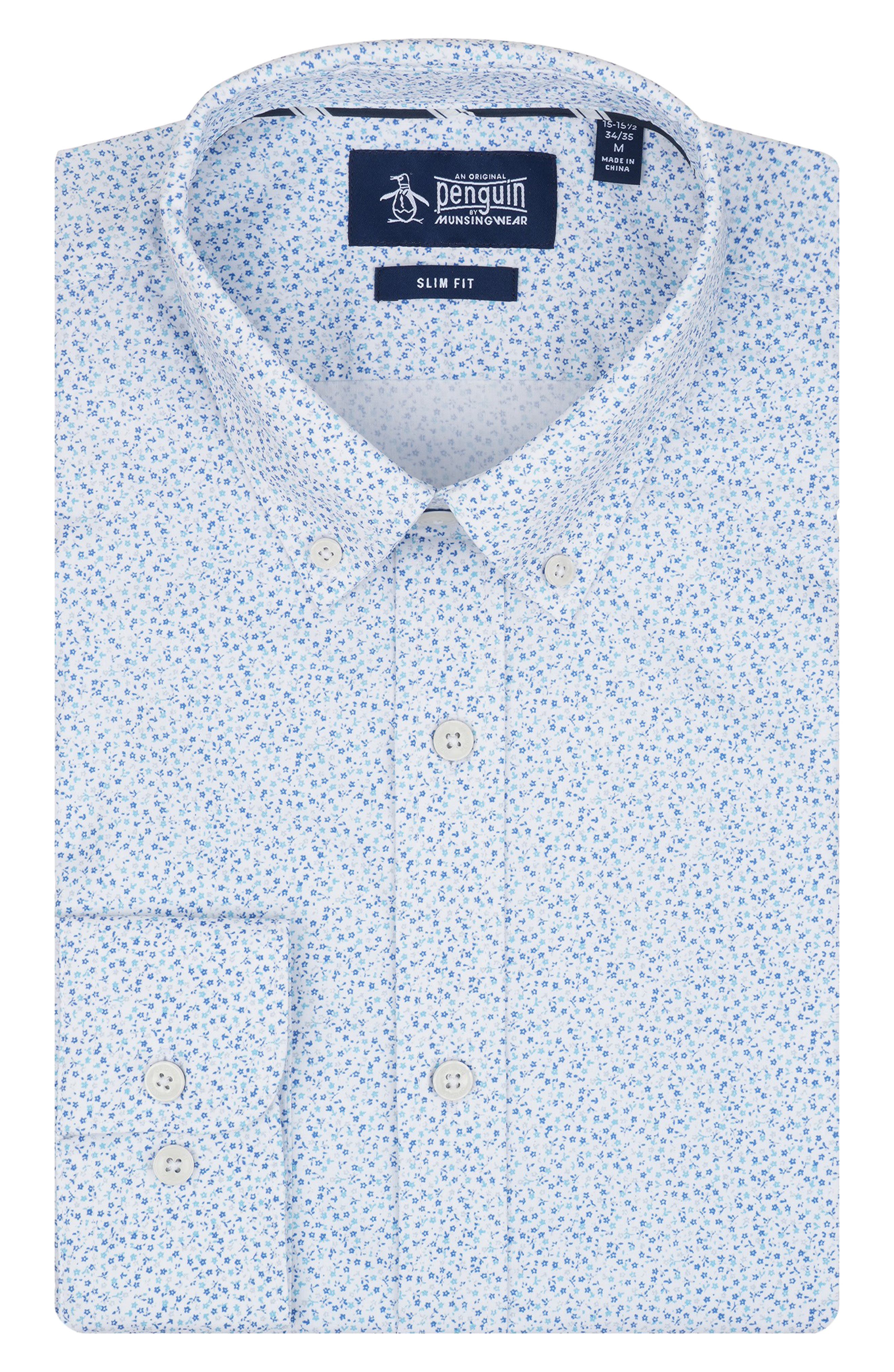 Original Penguin Micro Floral Print Slim Fit Dress Shirt