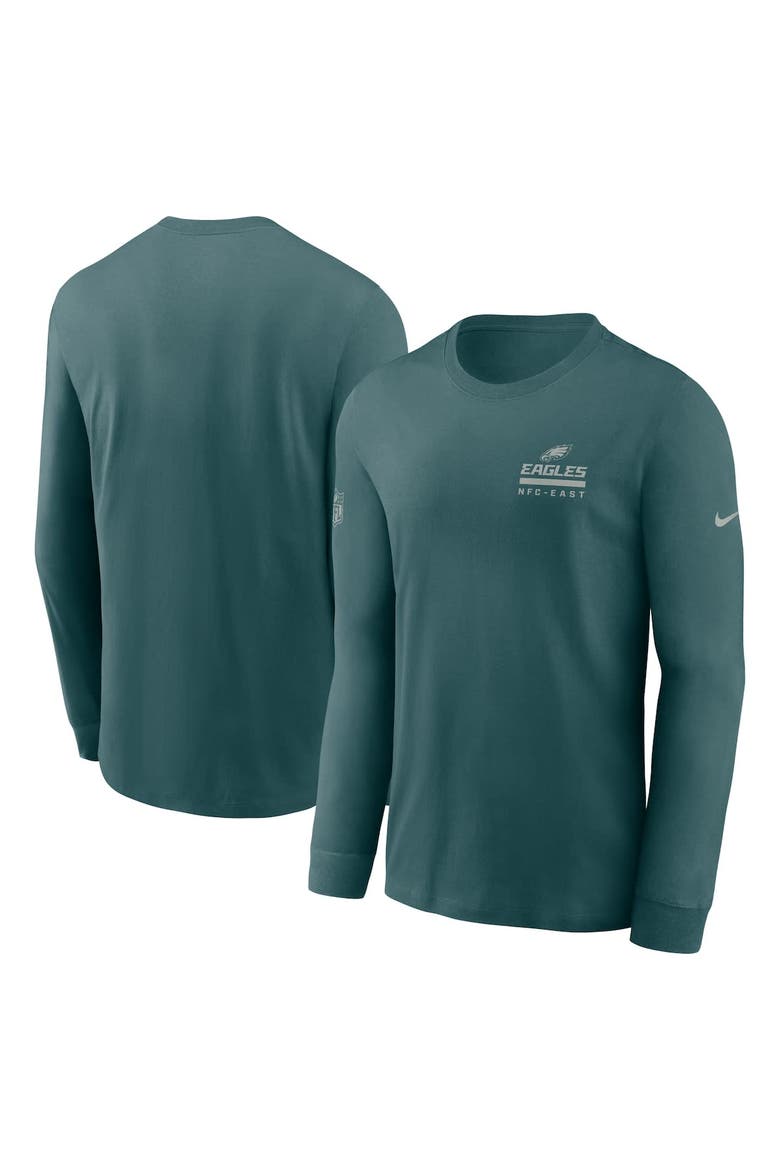 Men's Nike Midnight Green Philadelphia Eagles Sideline Performance Long Sleeve T-Shirt, Main, color, Green