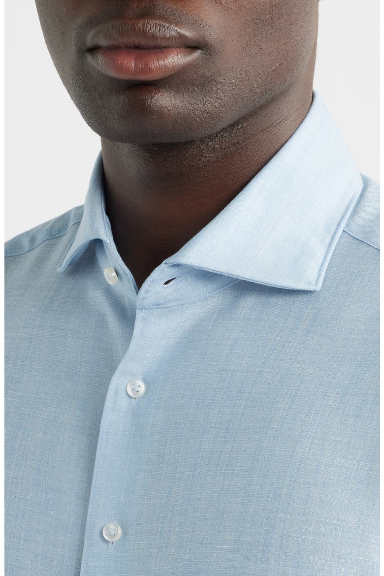 Soft Luxury Modern Fit Wool & Linen Non-Iron Dress Shirt, Alternate, color, SKY