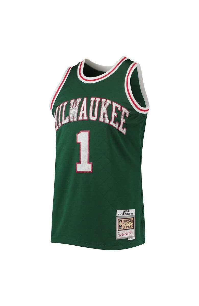 Mitchell & Ness Men's Mitchell & Ness Oscar Robertson Green Milwaukee Bucks 1996/97 Hardwood Classics NBA 75th Anniversary Diamond Swingman Jersey, Alternate, color, 