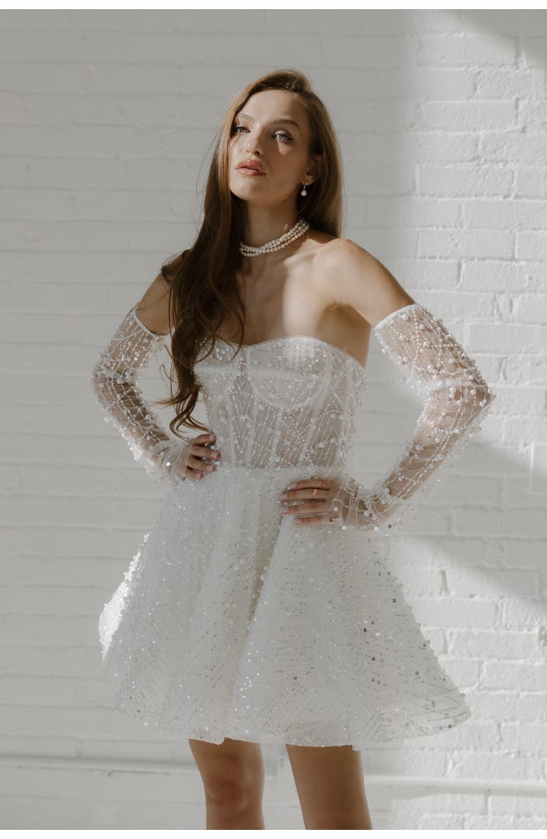 Untamed Petals Siena Sequin Gloves, Alternate, color, Ivory