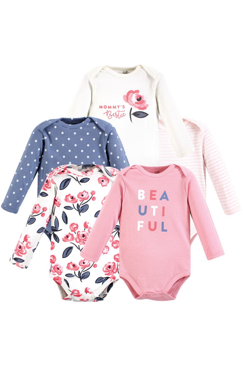 Little Soft Organic Cotton Long-Sleeve One-Piece Essentials, Main, color, Bubblegum Floral