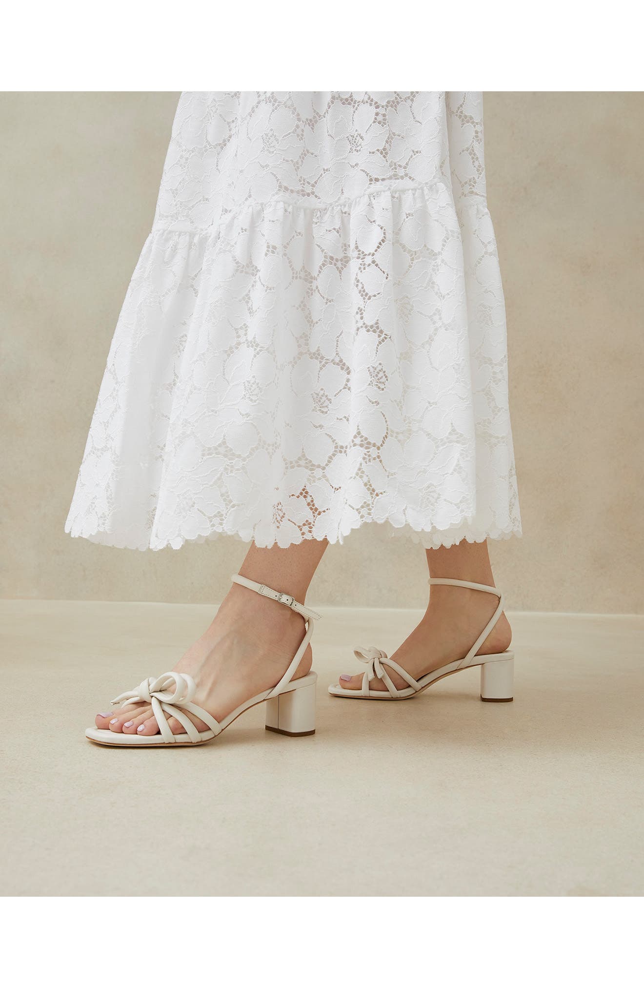 Loeffler Randall Mikel Leather Bow Sandal, Alternate, color, White