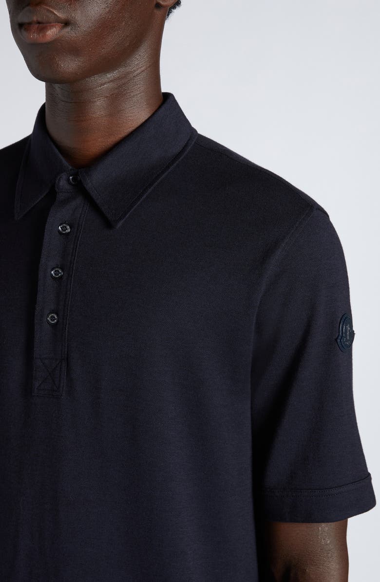Moncler Logo Patch Flax Piqué Polo, Alternate, color, 
