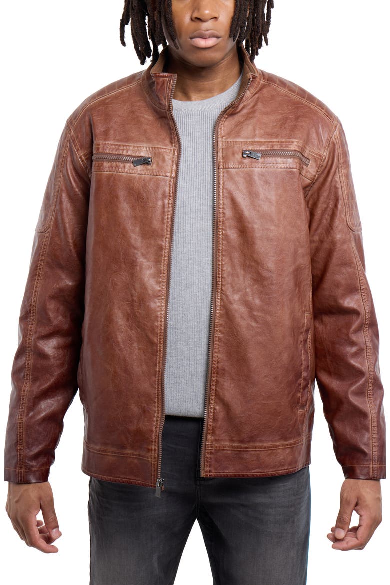 Faux Leather Jacket, Alternate, color, TOBACCO