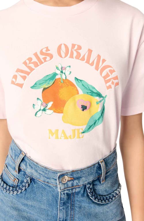 Maje Cotton Tropical Print T-shirt In Pale Pink