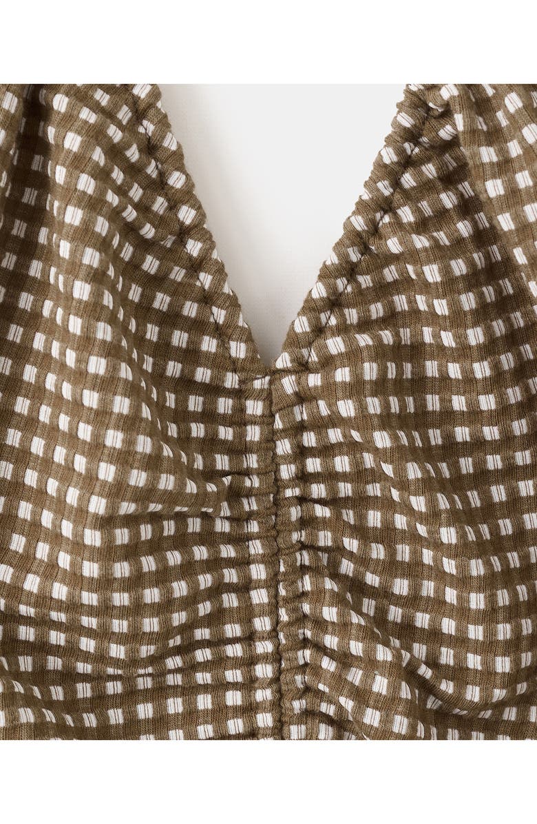 MANGO Check Ruched Halter Neck Midi Dress, Alternate, color,