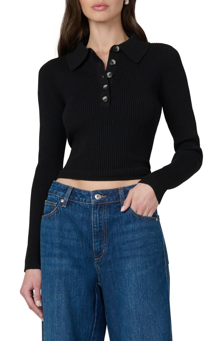 Joe's Jeans The Lisa Crop Rib Polo Sweater, Main, color, Black