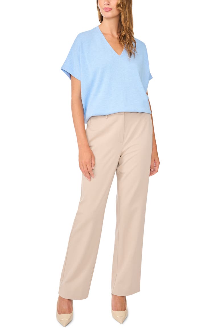 V-Neck Short Sleeve Boxy Sweater, Alternate, color, SWEET BLUE