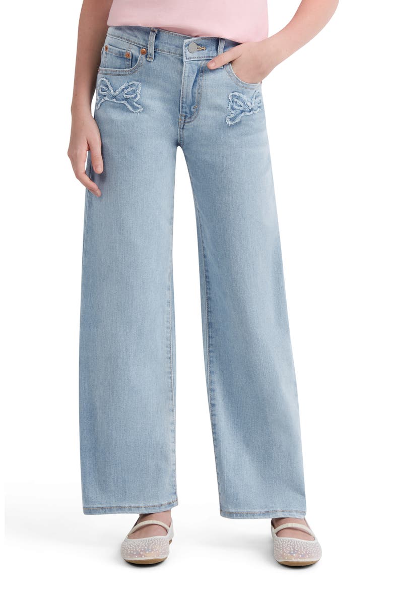 Kids' Bow Wide Leg Jeans, Alternate, color, AURA
